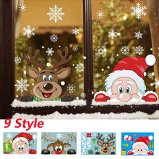 elk, glasssticker, Home & Living, Santa Claus