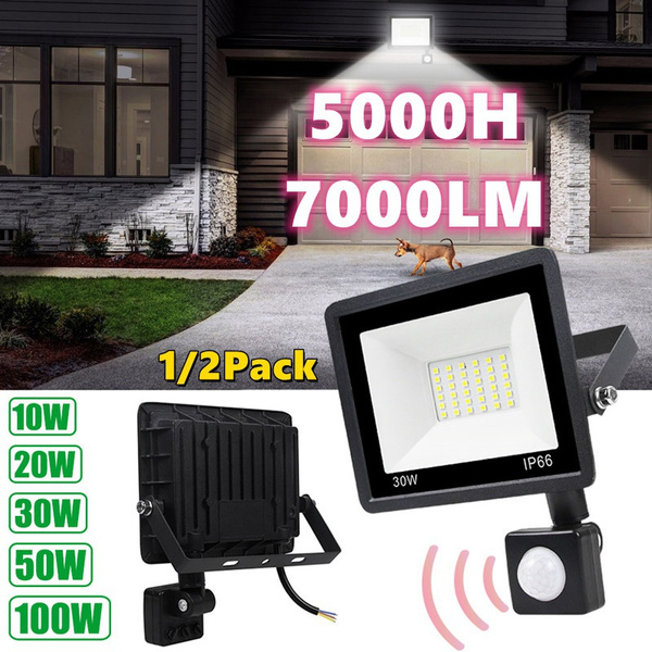 100W 180-240V LED Motion Sensor Flood Light Outdoor PIR LED Security Lights  IP66 Waterproof Super Bright Flood Light Daylight White 6000K Wall Mount