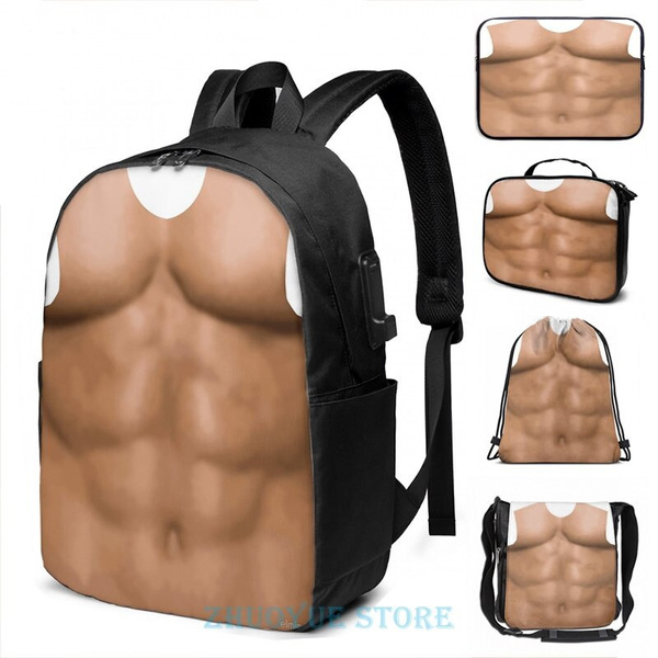 Funny Graphic print Muscle Six Pack Abs USB Charge Backpack men School bags  Women bag Travel laptop bag|Backpacks| | Wish