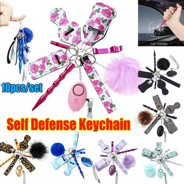 10pcs Self Defense Keychain Set with Safe Sound Personal Alarm for Women Kids 