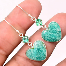 Heart, Silver Earrings, Gemstone Earrings, greensapphireearring