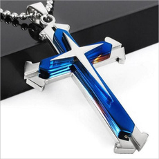 Exquisite Christian Amulet Men's Cross Pendant Necklace Stainless Steel Necklace Handsome Men's Classic Jewelry Accessories Party Birthday Party Festival Exquisite Anniversary Gift