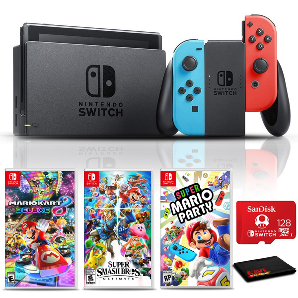 Nintendo Switch in Gray with Super Smash Bros and Accessories Kit 