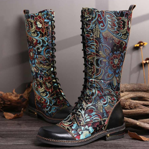 Retro knee hot sale high boots