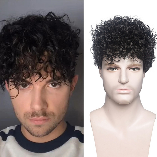 Short Afro Curly Hair Handsome Wigs for Men Black Curls Fashion