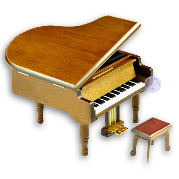 Play "Music Box Dancer" Brown Wooden Piano Music Box With Sankyo