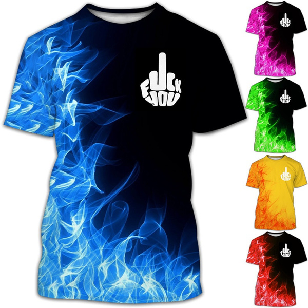 T Shirts for Man Fashion 3D Flame Print Graphic Tees  