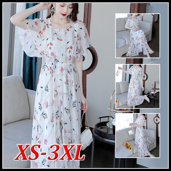 Casual Robe Midi Jurk White Dress Vintage Chiffon Women Dresses