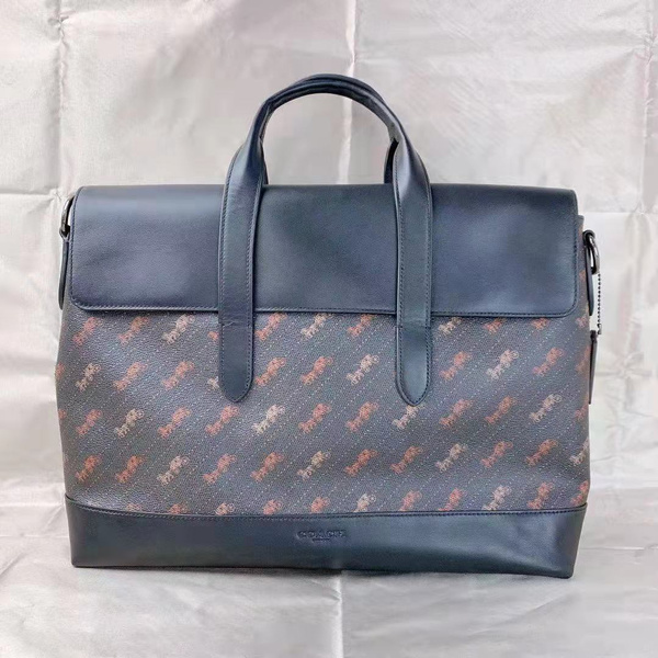 COACH C5296 HAMILTON PORTFOLIO BRIEF IN SIGNATURE CANVAS BLACK/SADDLE