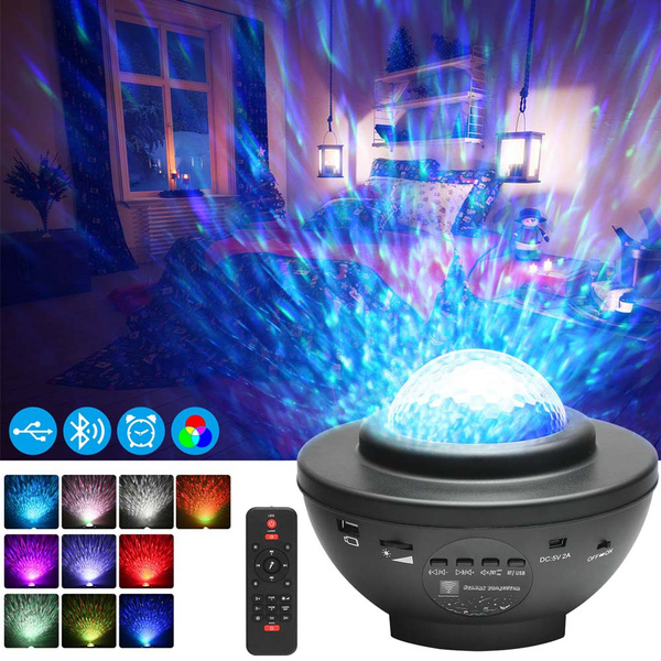 LED Starry Sky Night Light Bluetooth Music Water Wave Projector with ...