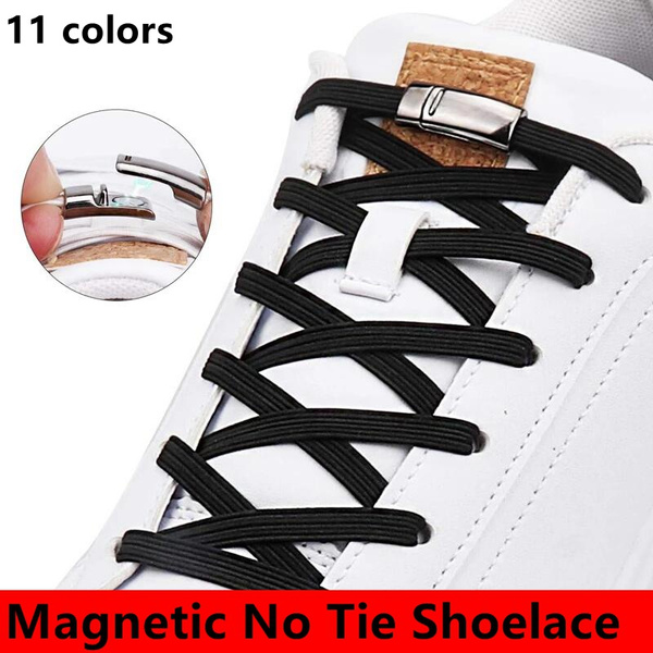 1Pair Elastic Magnetic 1Second Locking ShoeLaces Creative Quick No Tie Shoe 