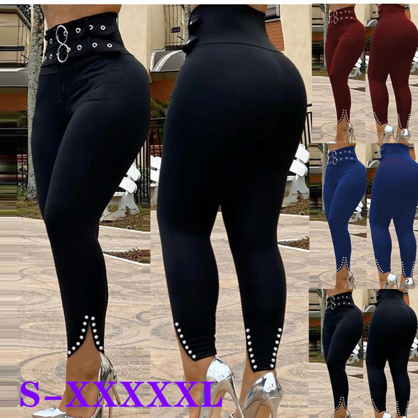 Womens High Waist Wet Look Pants Faux Leather Skinny Leggings Pencil  Trousers | eBay