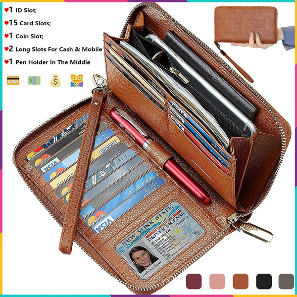 5 Colors NEW Women's Fashion Large Capacity Zipper PU Leather Long Wallet  Casual Coin Purse for Ladies