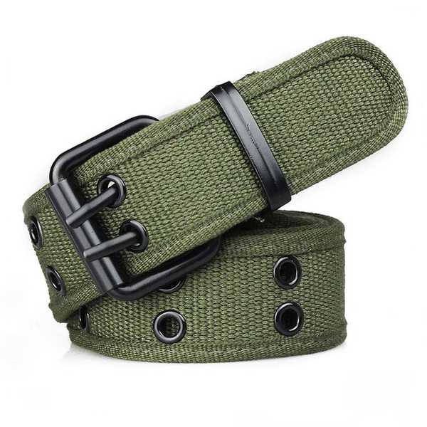 Wholesale Canvas Men Belt Double Pin Buckle Waistband Men Male Canvas Belts  Fashion Belts