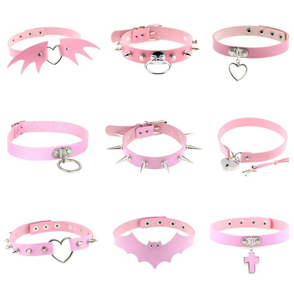 Pink hot sale spiked choker