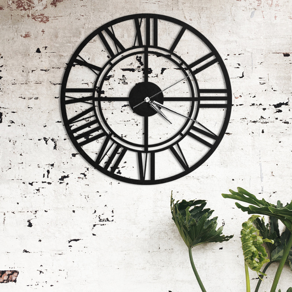 Roman Numeral Metal Clock, Metal Wall Clock, Large Wall Clock, Silent