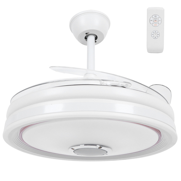42in Ceiling Fan Lamp LED Remote Control Fan Light White 60W Built in