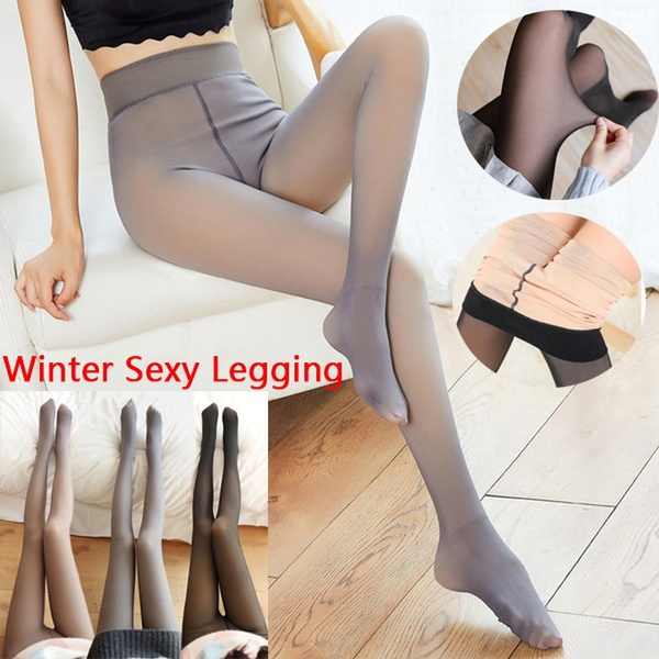 Autumn And Winter Soft Leggings Tight Leggings Plus Velvet Thickening Fake  Fleshy Leggings Bare Legs Artifact