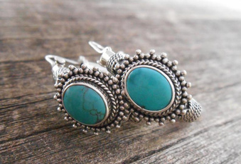 Sterling, Turquoise, Moda, Gemstone Earrings