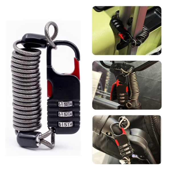 Mini Combination Lock with Cable 3Digit Password Resettable Code