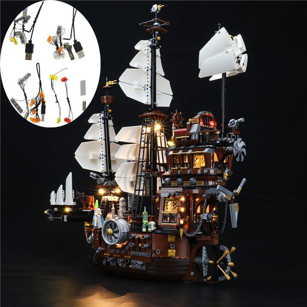 USB Light Kit for LEGO Movie 70810 Metal Beard s Sea Cow Pirate Ship Building Set Brick Model