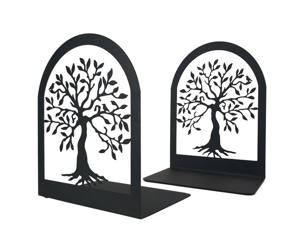 1 Pair Metal Bookends Tree Of Life Design, Heavy Duty Decorative ...