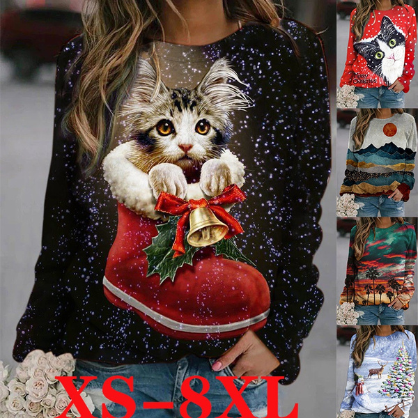 Plus size clearance cat christmas sweater