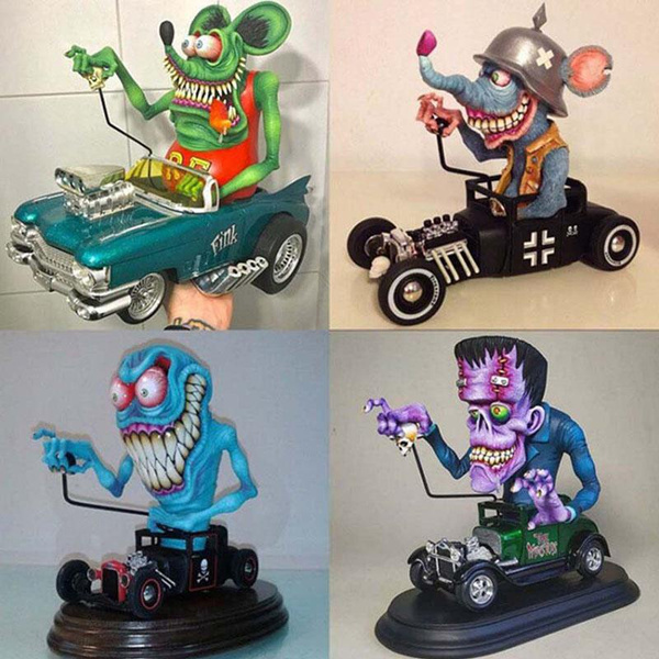 2022 Angry Big Mouth Statue Rat Fink Collectible Model Toy Halloween ...