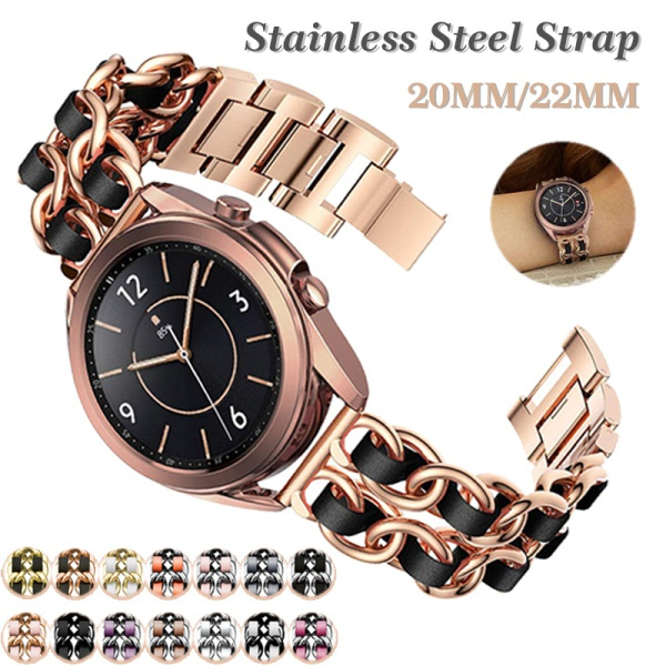 Metal Leather Loop 20mm 22mm For Samsung Galaxy Watch 3 41mm Active 2 44  40mm Galaxy Watch 42mm for Amazfit Huawei Watch Starp | Wish