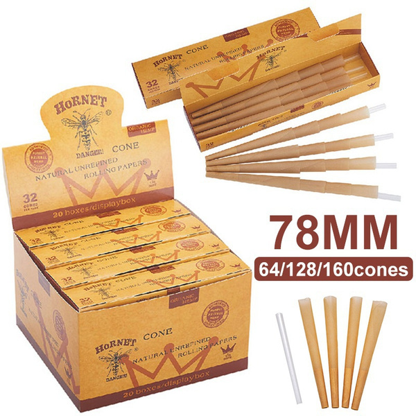 Hornet Pre-rolled Cones 11cm Hemp Rolling Paper With Tips - 40 Cone Box