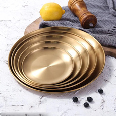 Plates, Kitchen & Dining, serving, gold