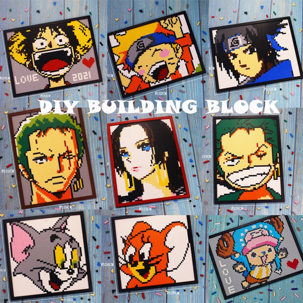one piece Pixel Art Mosaic Painting Building Blocks MOC anime figure Luffy  Pixel art decor Toys for children birthday gift - AliExpress