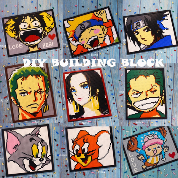 one piece Pixel Art Mosaic Painting Building Blocks MOC anime