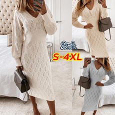 knitdre, Plus Size, Autumn Dress, Long Sleeve