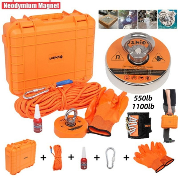 HOT Sale!!!】Oshion 550/1100lb Salvage Magnetic Set Powerful Magnets for  Fishing and Magnetic Recovery Salvage Orange Drop-Resistant PP Plastic Box+ Magnet +Rope+Gloves+Glue or Magnetic Wristband