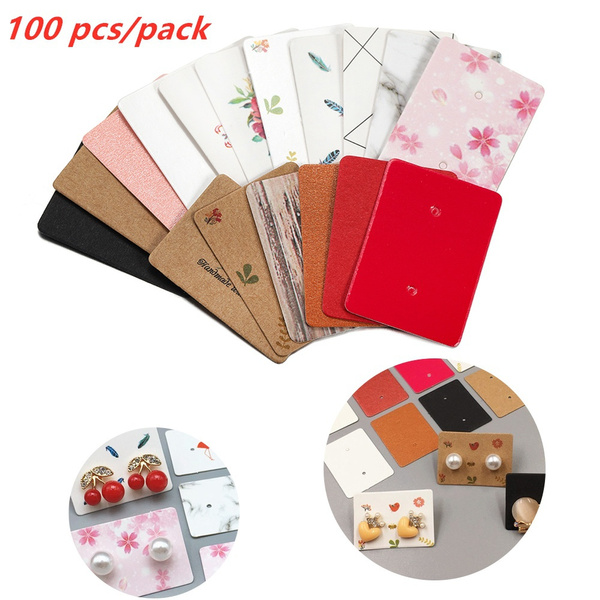 100Pcs/lot Kraft Paper Earrings Card Earring Studs Hang Tag Jewelry
