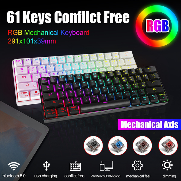 bluetooth RGB Backlit Mechanical Gaming Wireless K61 Keys Keyboard ...