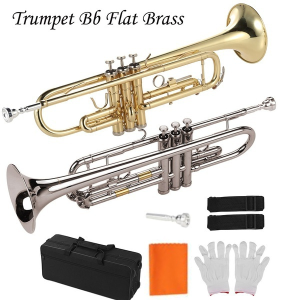 Portable and Durable Musical Instrument Kazoos for Kids American Student Trumpet Outfit for Student Beginner Nickelplated Drop B Adjustable Trumpet Gloves Set Silver 