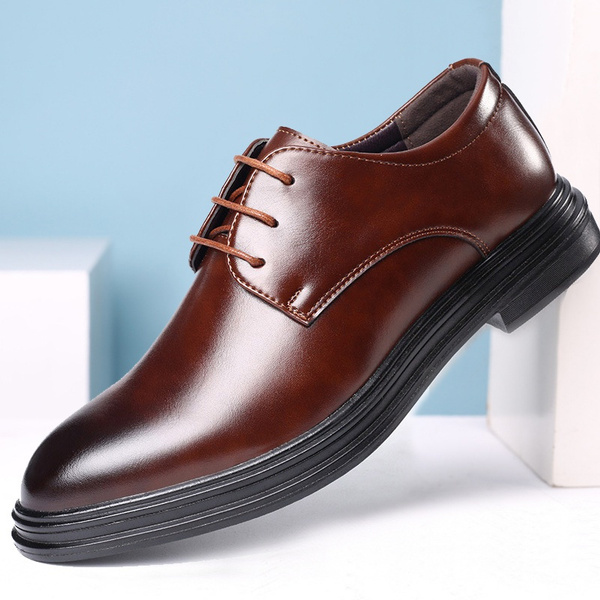 Men Lace Business Leather Shoes Casual Comfortable Wedding Shoe Male Suit  Shoes