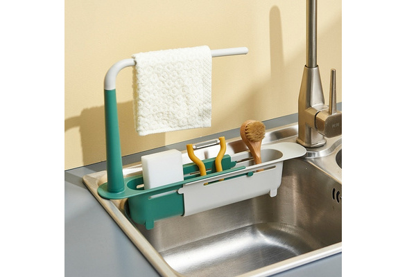 Telescopic Kitchen Sink Shelf Home Sinks Organizer Soap Sponge