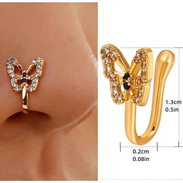 diamond butterfly nose stud