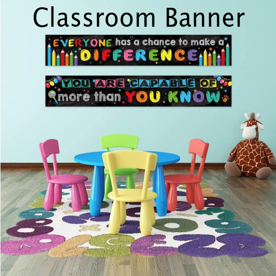 2Pack Motivational Classroom Banner School Decorations Growth Educational Banner 