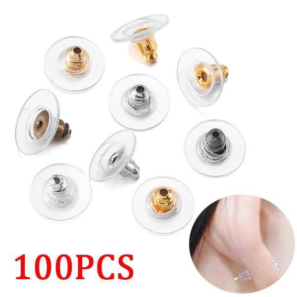 100pcs/lot 10mm Silicone Rubber Earring Clasp Styles Ear Nut Earrings  Jewelry Accessories Plugging Earring Back Ear Stud Findings