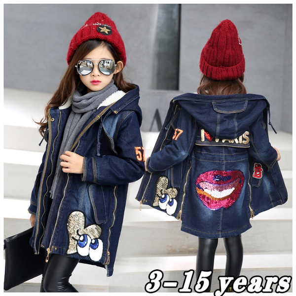 autumn winter clothing Childrens' jacket For girls denim plus velvet j –  Toyszoom