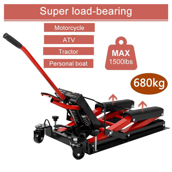 1500LBS/680KG Motorcycle Hydraulic Pump ATV Dirt Bike Handle Stands Lifting Tool Adjustable