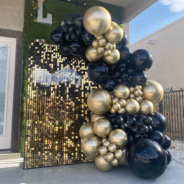 Black Gold Balloons Garland Arch Kit 112pcs Black Gold Party