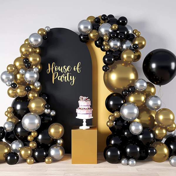 Balloon Garland Arch Kit Black Gold Balloon Garland Party Balloons for ...