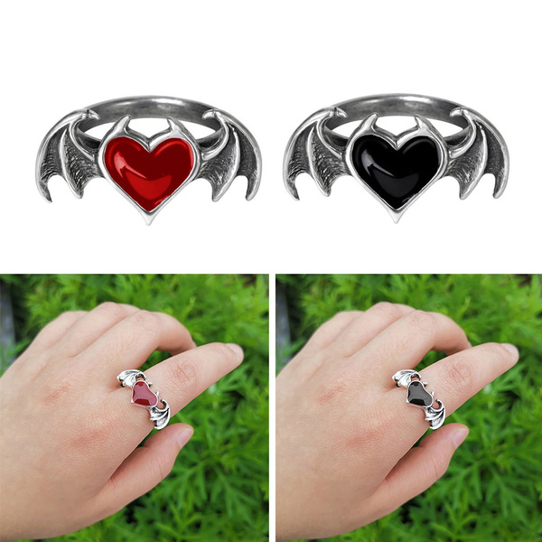 Tiny Black Heart Ring, Sterling Silver, Black Ring, Personalized Heart Ring,  Goth Ring, Initial Heart Ring, Initial Ring, Broken Heart Ring