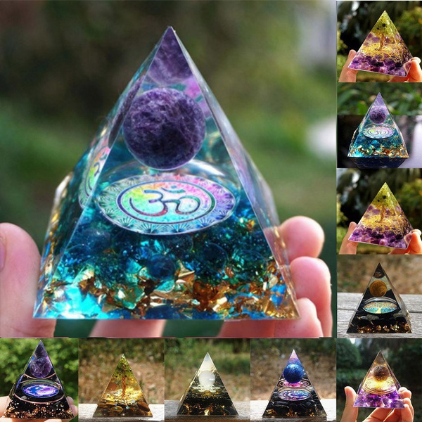 NEW Orgonite Pyramid Amethyst Crystal Energy Tower Quartz Natural Cristal Stone Orgone Energy