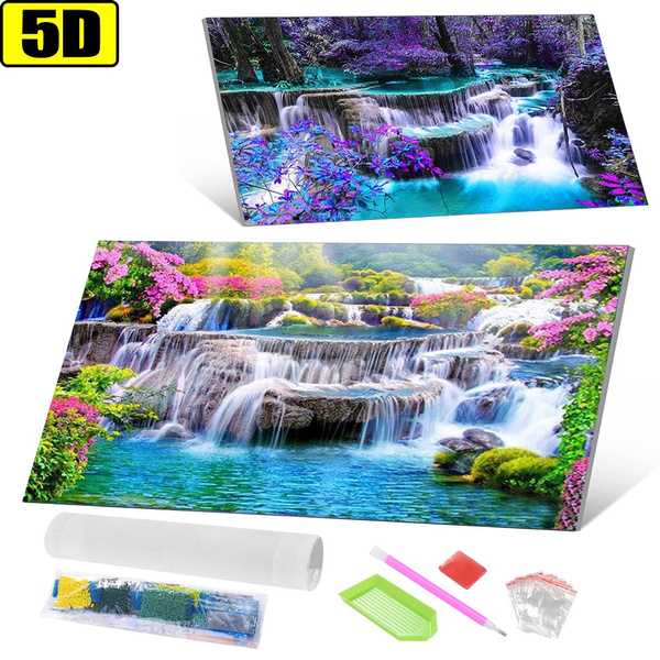 5d Diy Large Diamond Painting Kits For Adults, Waterfall Round